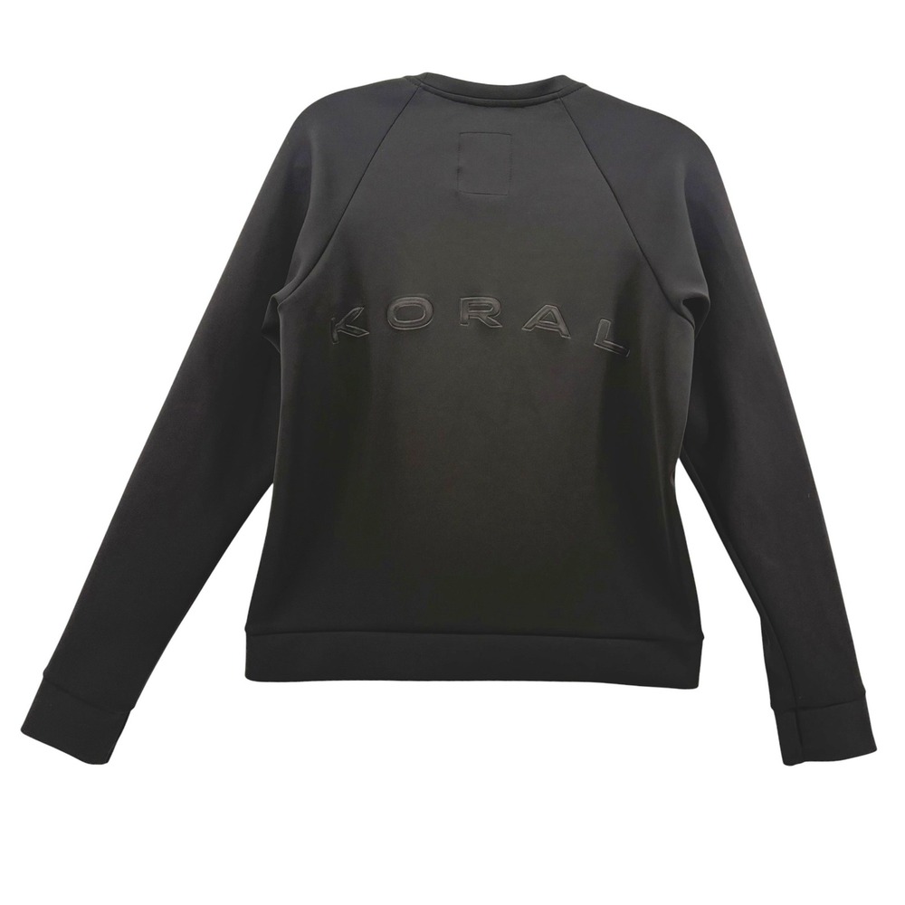 Koral Ilana Kugel Womens Black Scuba Raglan Logo Pullover Sweatshirt Size M